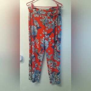 Red/blue/white/green/black flowery flowy pants - Soho Apparel brand - medium